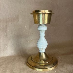 Bougeoir en laiton et bois