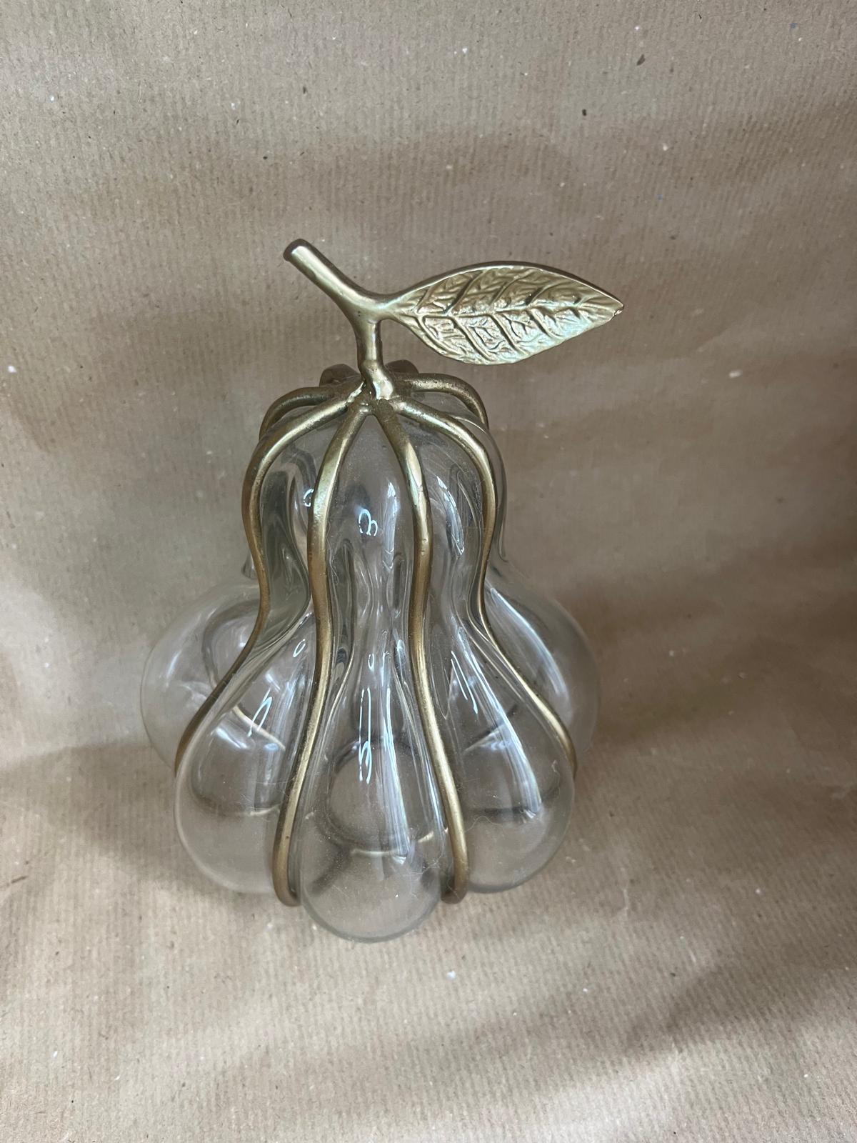Poire en laiton doré et verre soufflé. – Image 4
