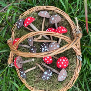 Champignon plâtre et bois naturel